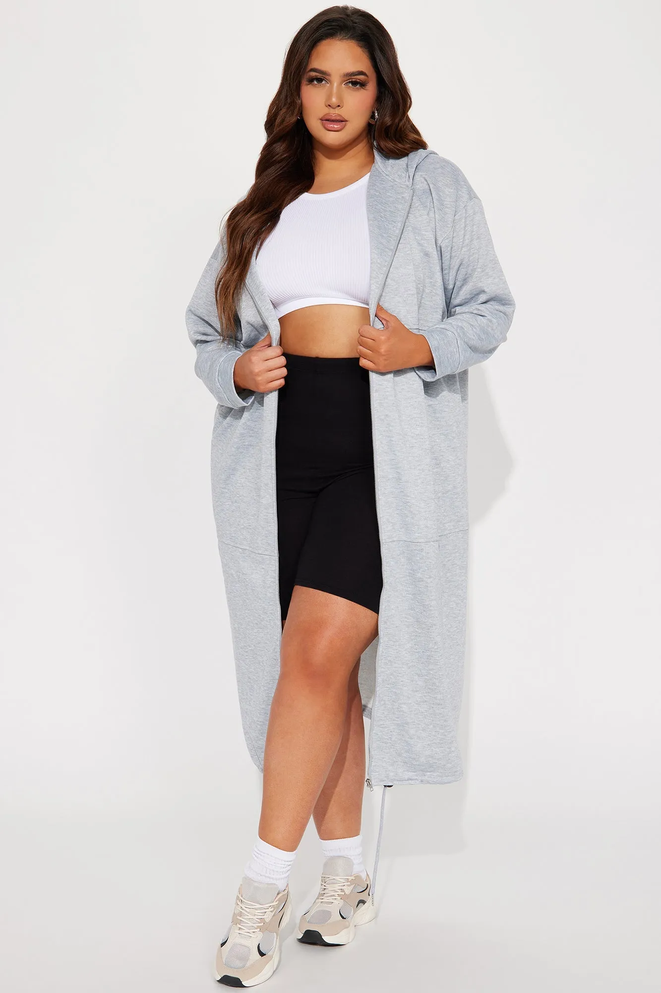 Nonstop Flights Oversized Jacket - Heather Grey