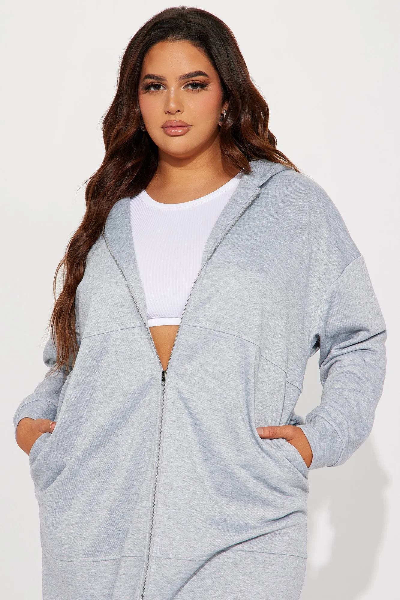 Nonstop Flights Oversized Jacket - Heather Grey