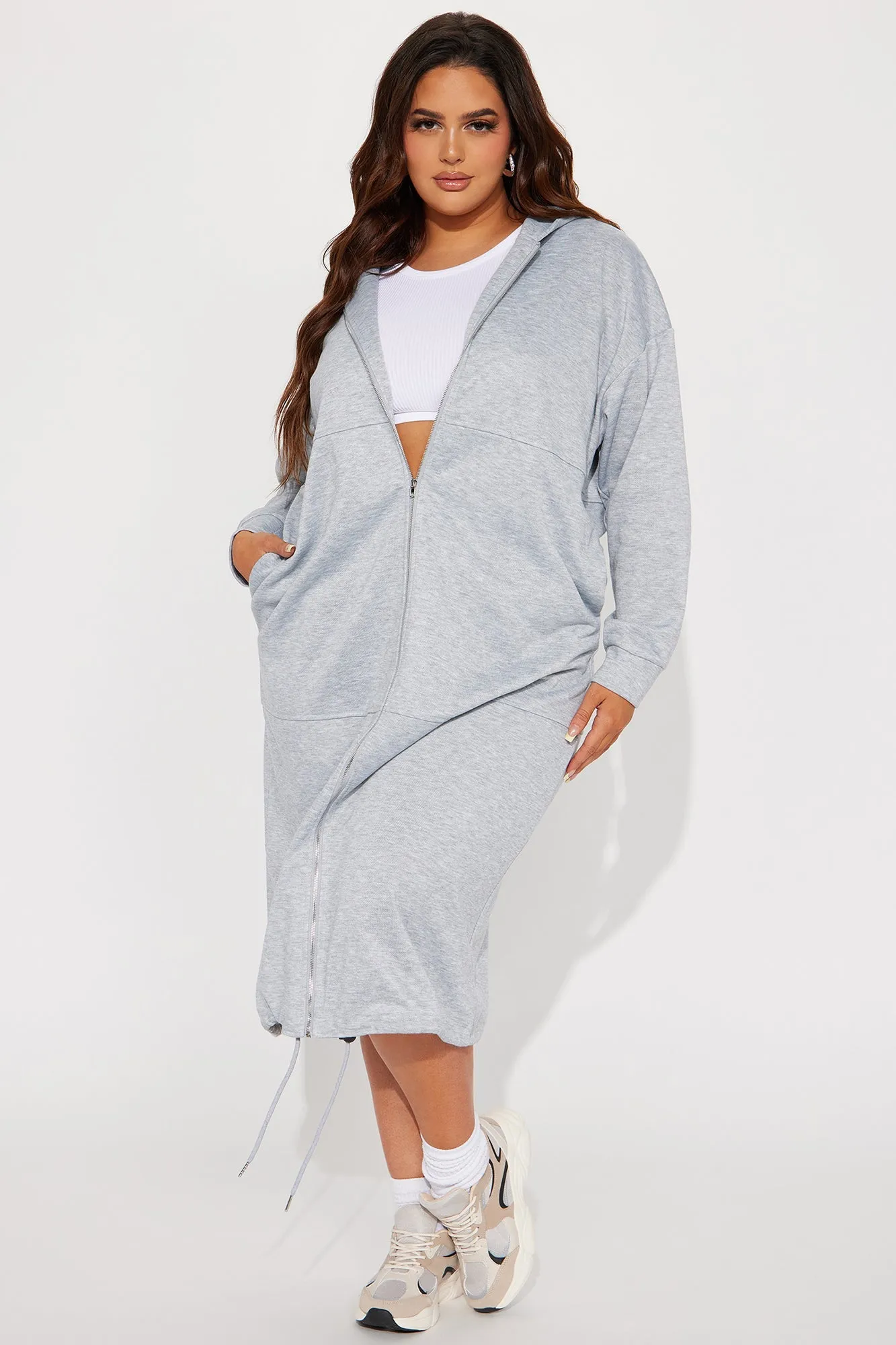 Nonstop Flights Oversized Jacket - Heather Grey
