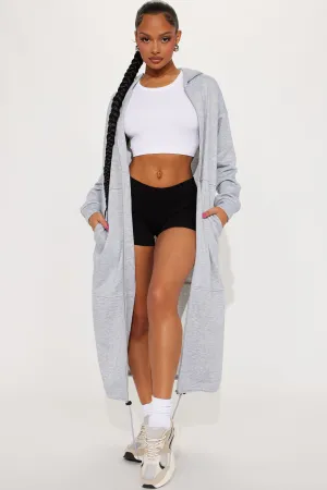 Nonstop Flights Oversized Jacket - Heather Grey
