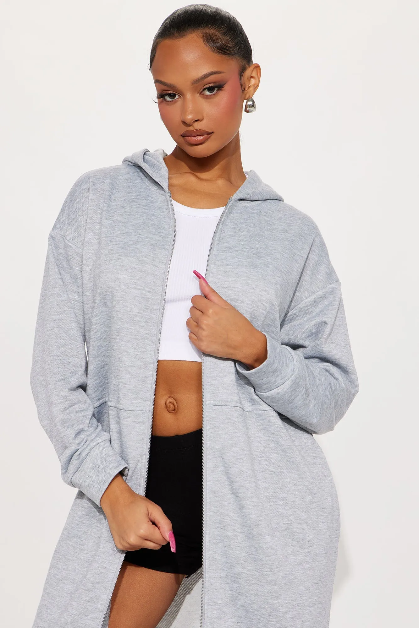 Nonstop Flights Oversized Jacket - Heather Grey