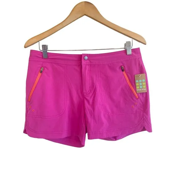 NWT Title Nine Rogue 5&quot; Shorts Women's 6 Hot Pink UPF 50 Quick Dry $65 HTF Color