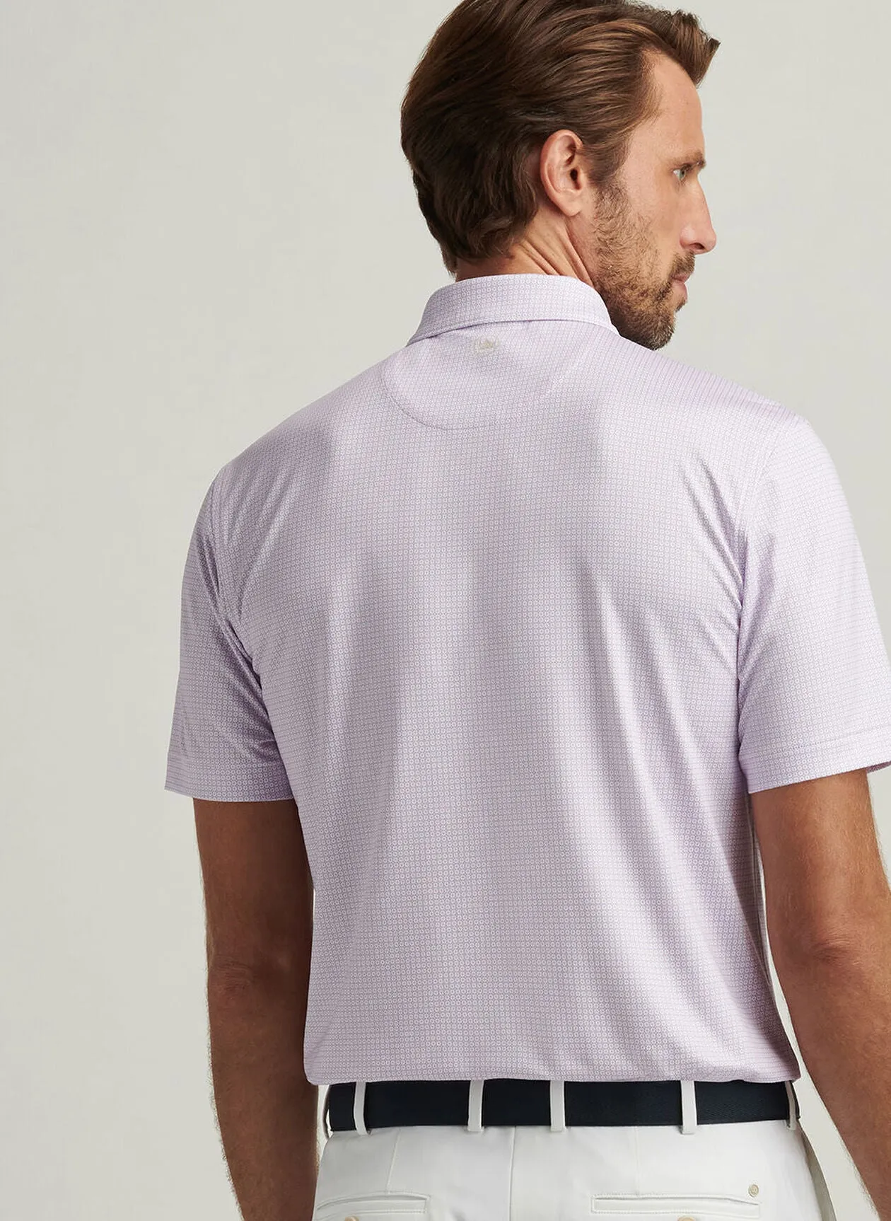 Orbit Performance Jersey Polo by Peter Millar - White w/ Blue Sea