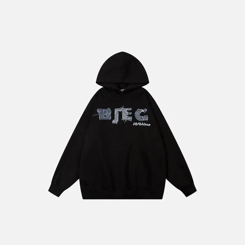 Oversized Letter Print Hoodie for Y2K Style and Comfort