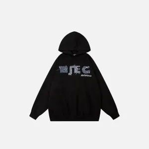 Oversized Letter Print Hoodie for Y2K Style and Comfort