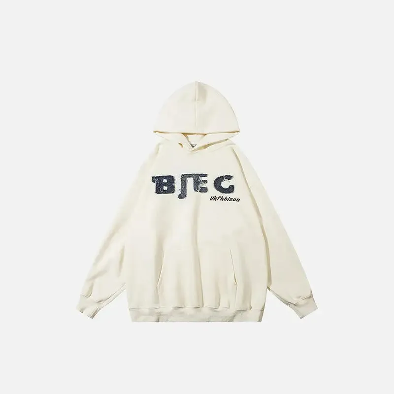 Oversized Letter Print Hoodie for Y2K Style and Comfort