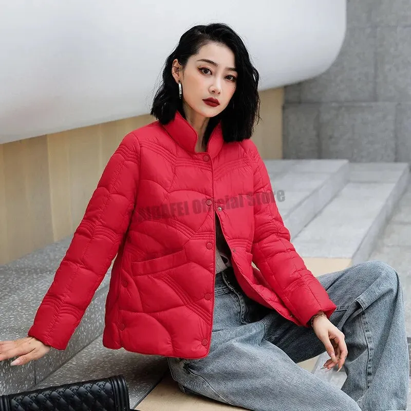 Oversized Plus Size Women's Down Winter Jackets New Fashion Stand Up Collar Ultra Lightweight Jacket Down Coat