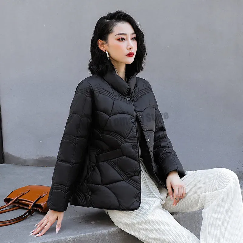 Oversized Plus Size Women's Down Winter Jackets New Fashion Stand Up Collar Ultra Lightweight Jacket Down Coat