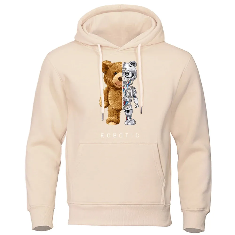 Oversized Robotic Teddy Bear Hoodie - Casual Streetwear