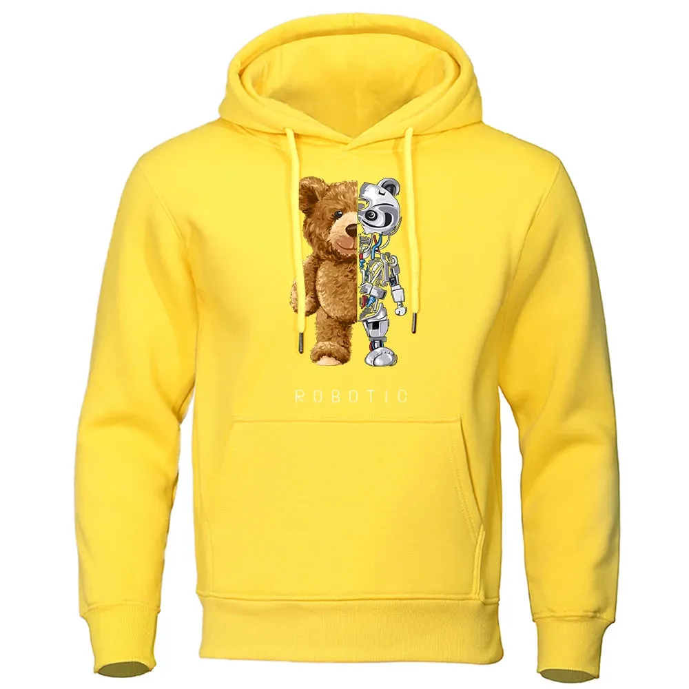 Oversized Robotic Teddy Bear Hoodie - Casual Streetwear