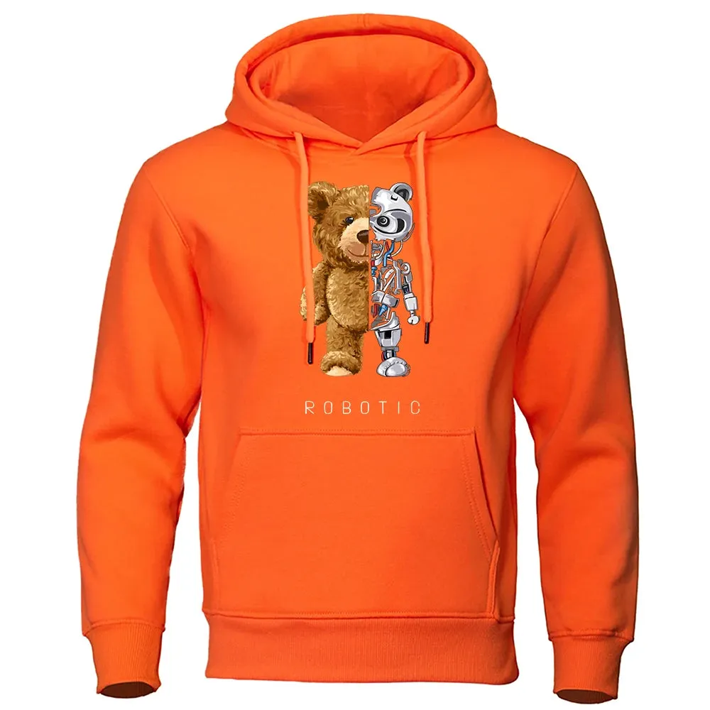 Oversized Robotic Teddy Bear Hoodie - Casual Streetwear