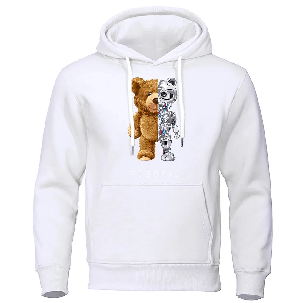 Oversized Robotic Teddy Bear Hoodie - Casual Streetwear