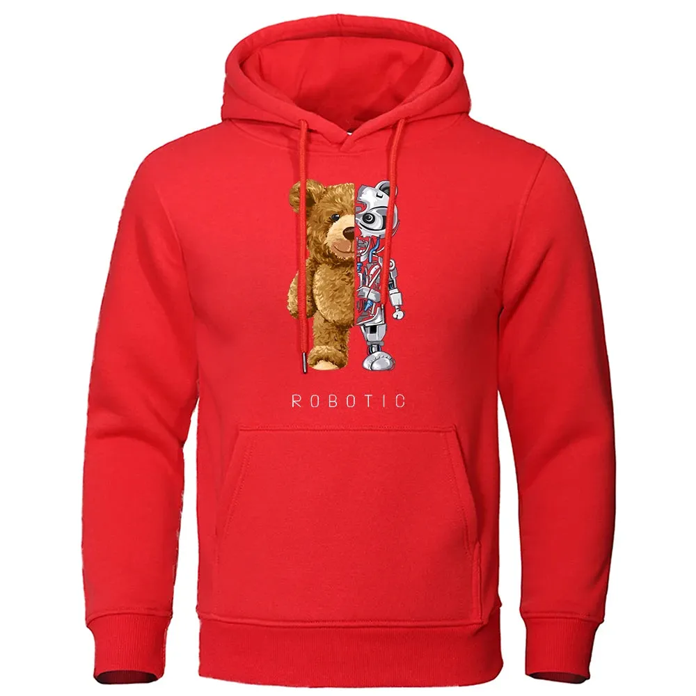 Oversized Robotic Teddy Bear Hoodie - Casual Streetwear