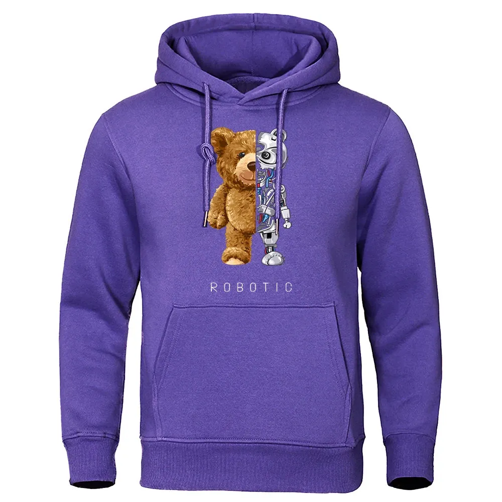 Oversized Robotic Teddy Bear Hoodie - Casual Streetwear