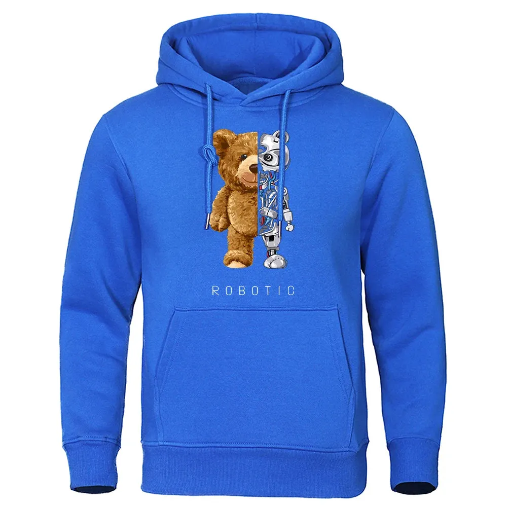 Oversized Robotic Teddy Bear Hoodie - Casual Streetwear