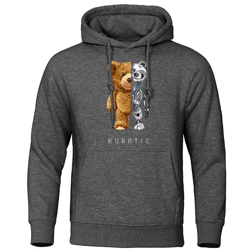 Oversized Robotic Teddy Bear Hoodie - Casual Streetwear