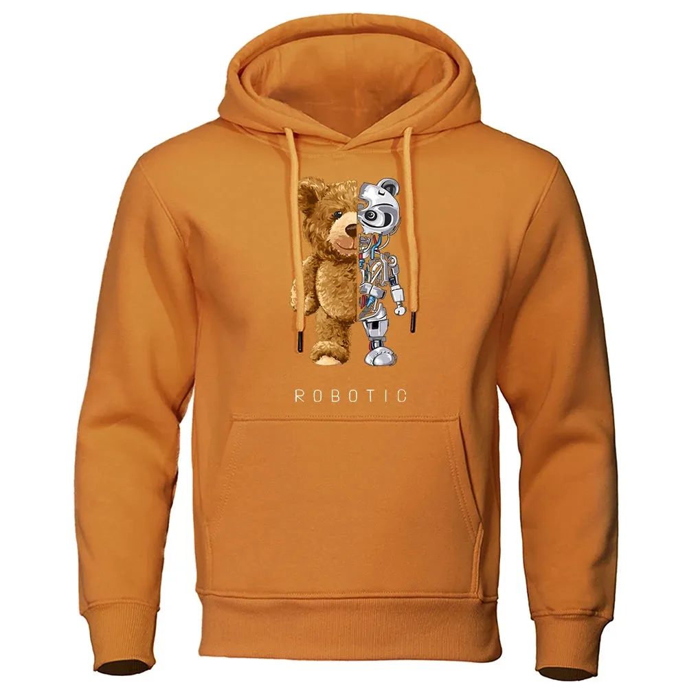 Oversized Robotic Teddy Bear Hoodie - Casual Streetwear