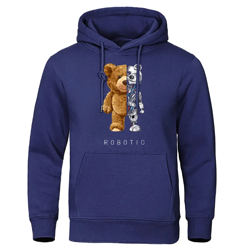 Oversized Robotic Teddy Bear Hoodie - Casual Streetwear