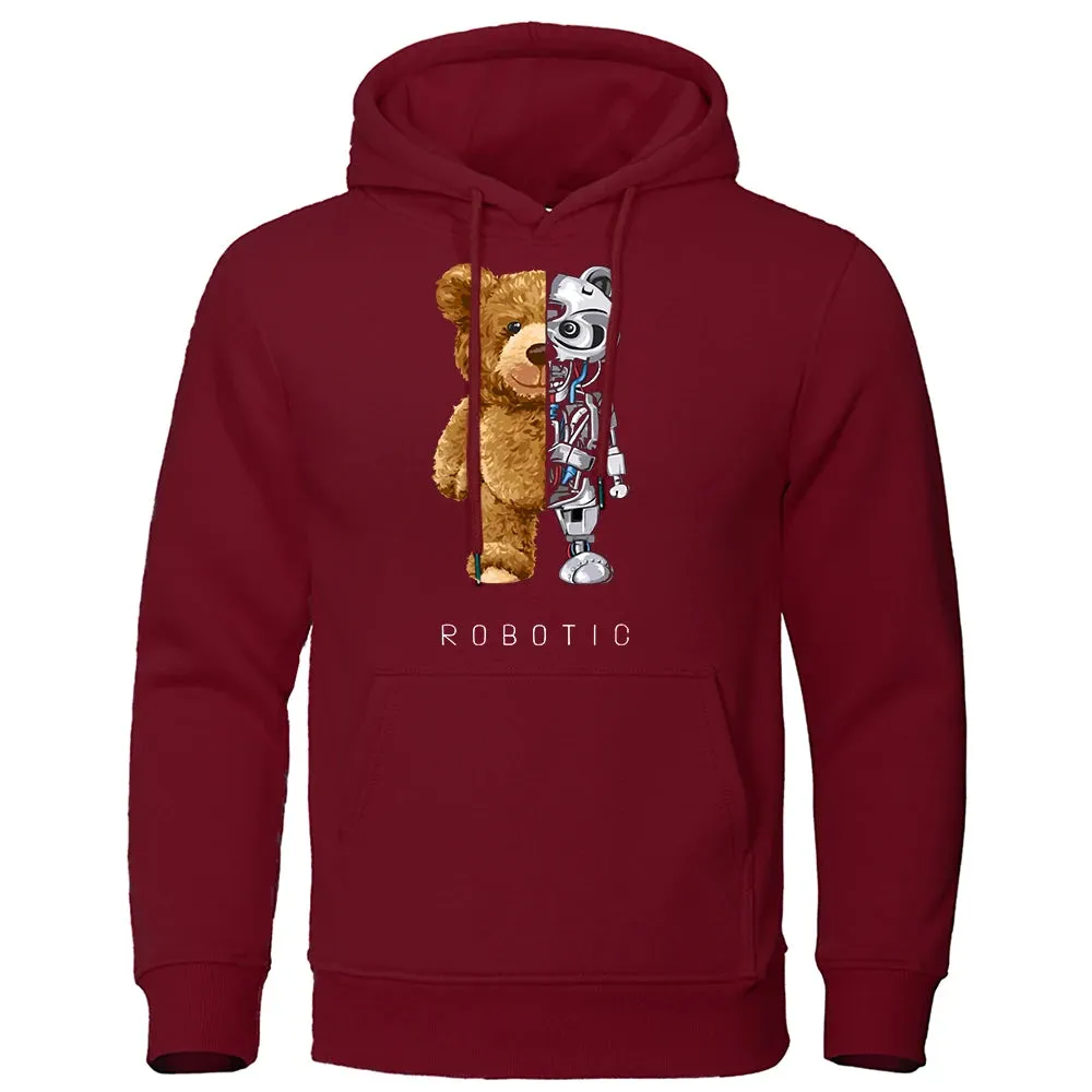 Oversized Robotic Teddy Bear Hoodie - Casual Streetwear