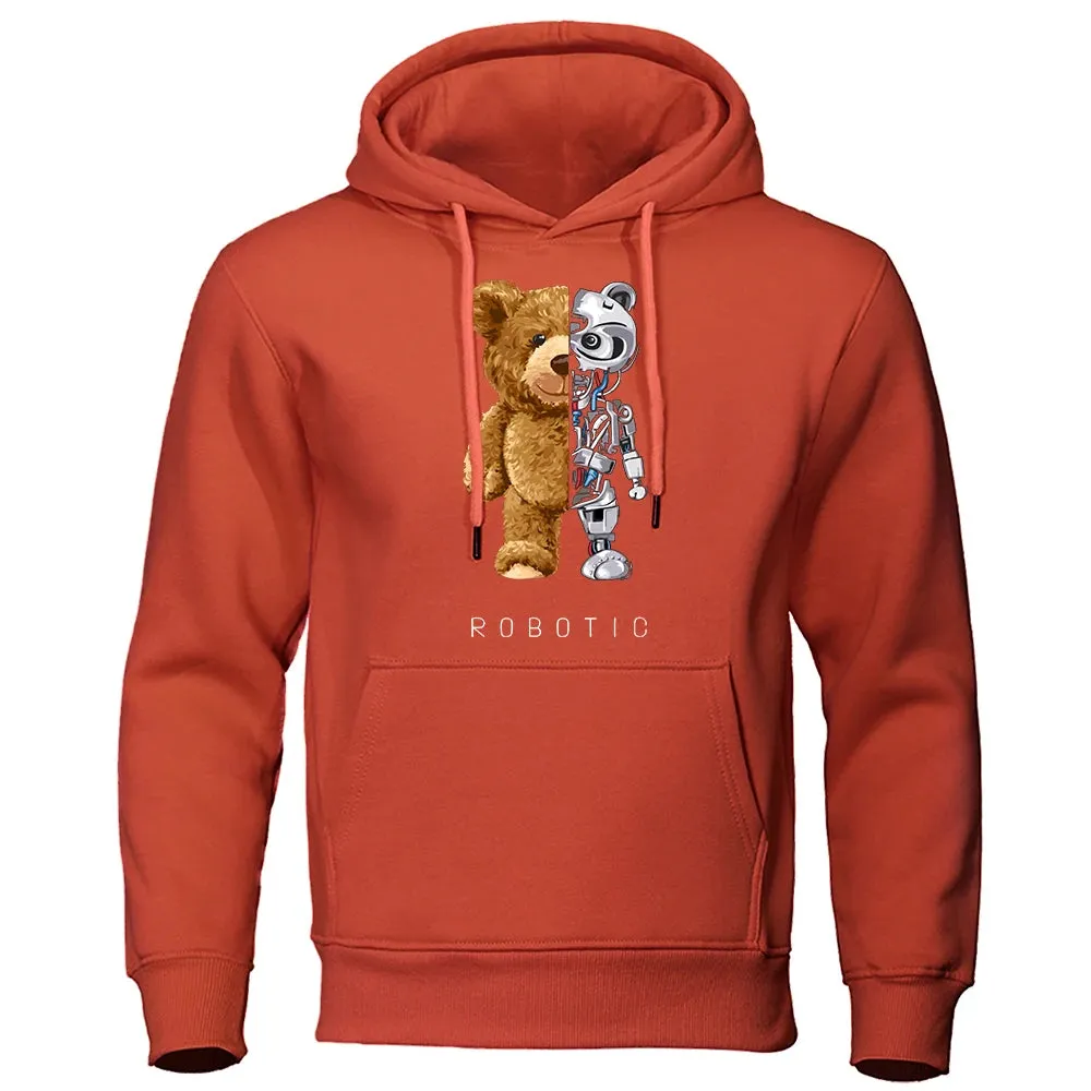 Oversized Robotic Teddy Bear Hoodie - Casual Streetwear