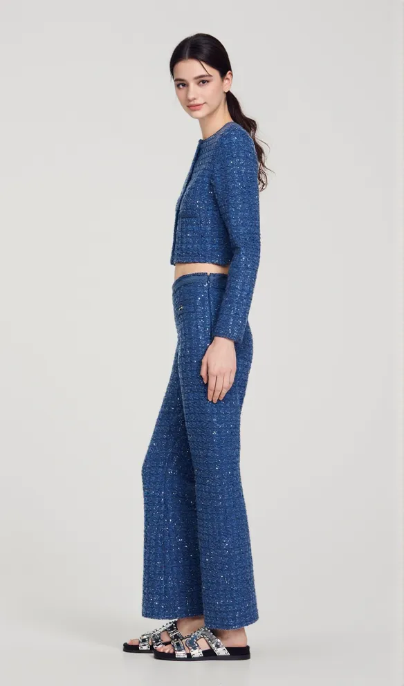 Palm Cropped Blazer in blue