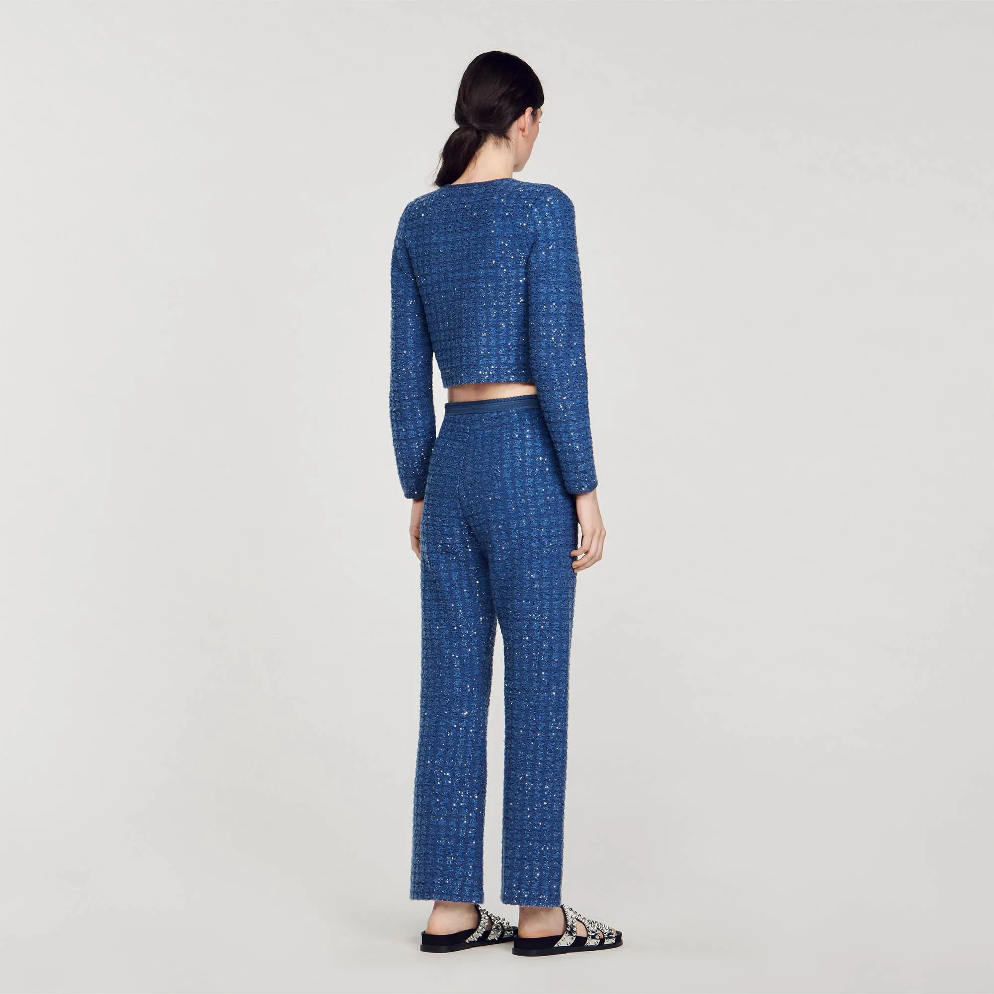 Palm Cropped Blazer in blue