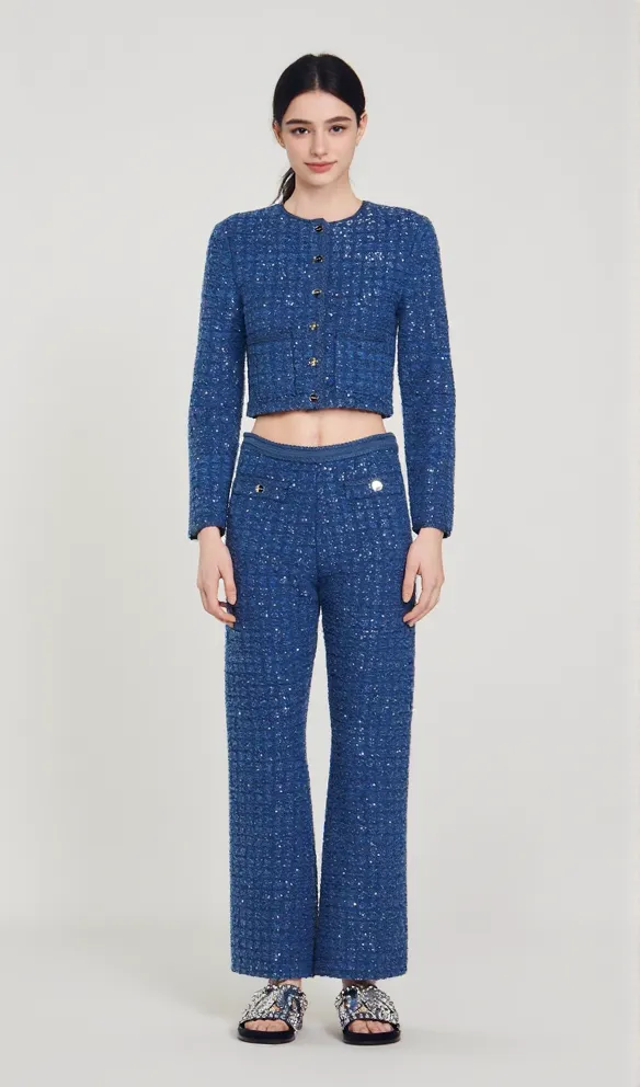 Palm Cropped Blazer in blue