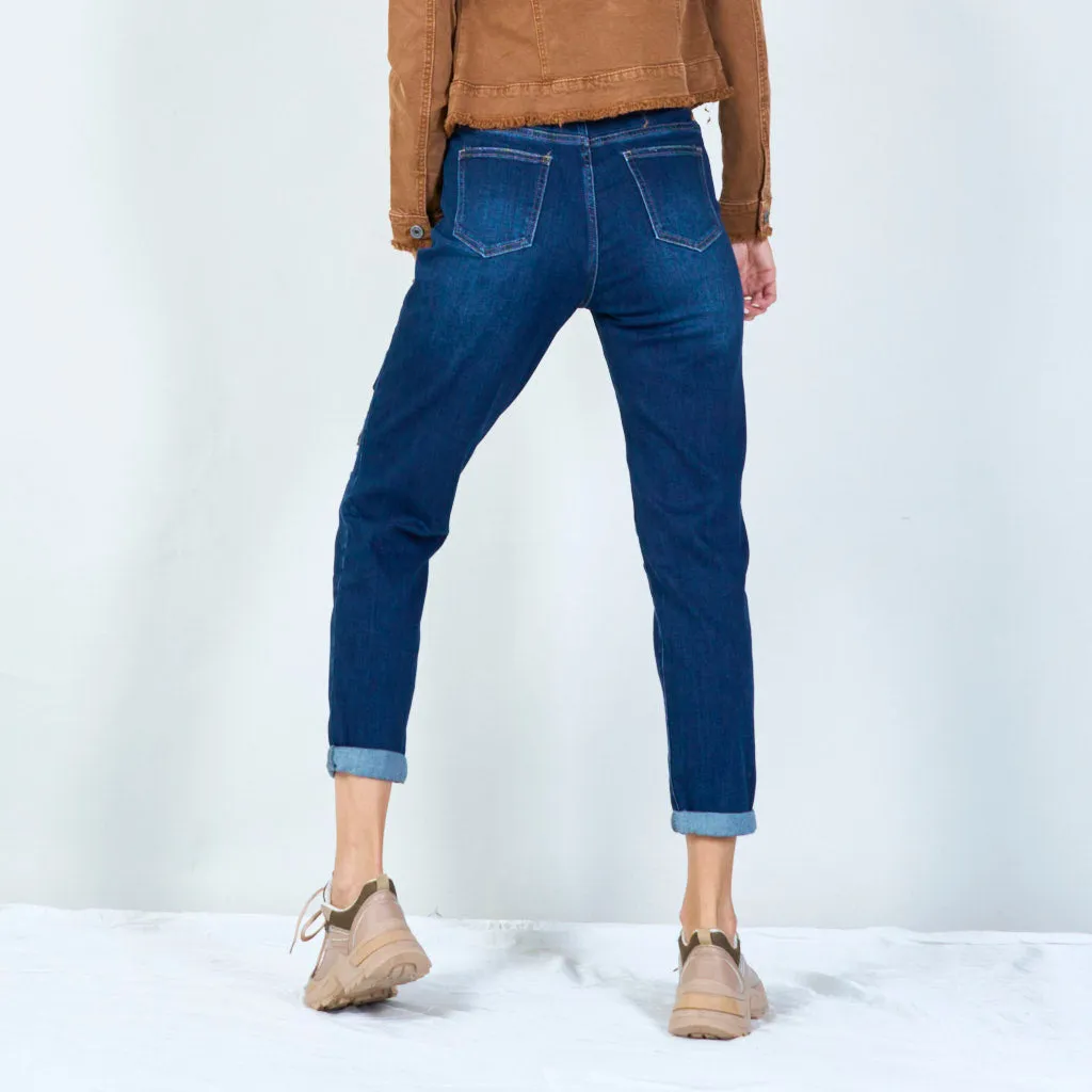 Patched Distressed Boyfriend jJeans