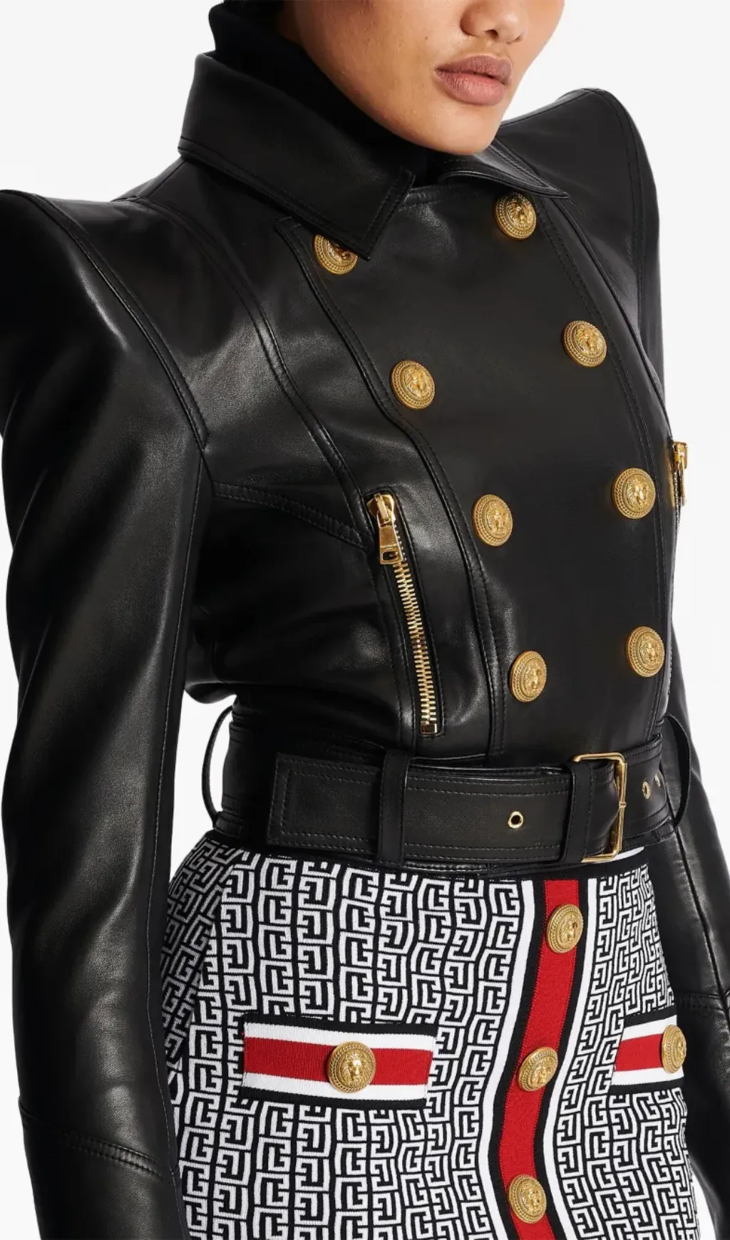 Perfecto cropped leather jacket in black