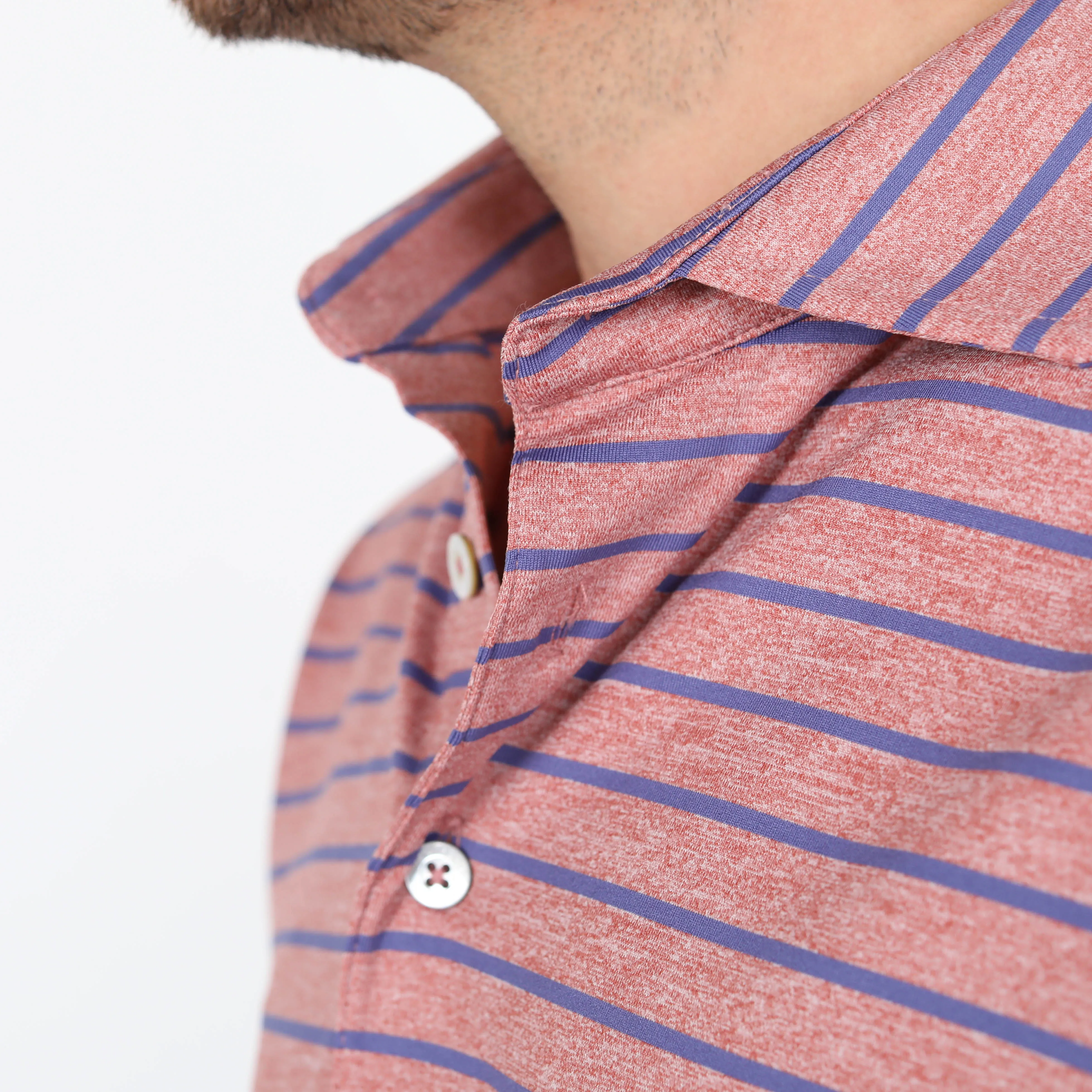Performance Polo- Red Navy Stripe Final Sale
