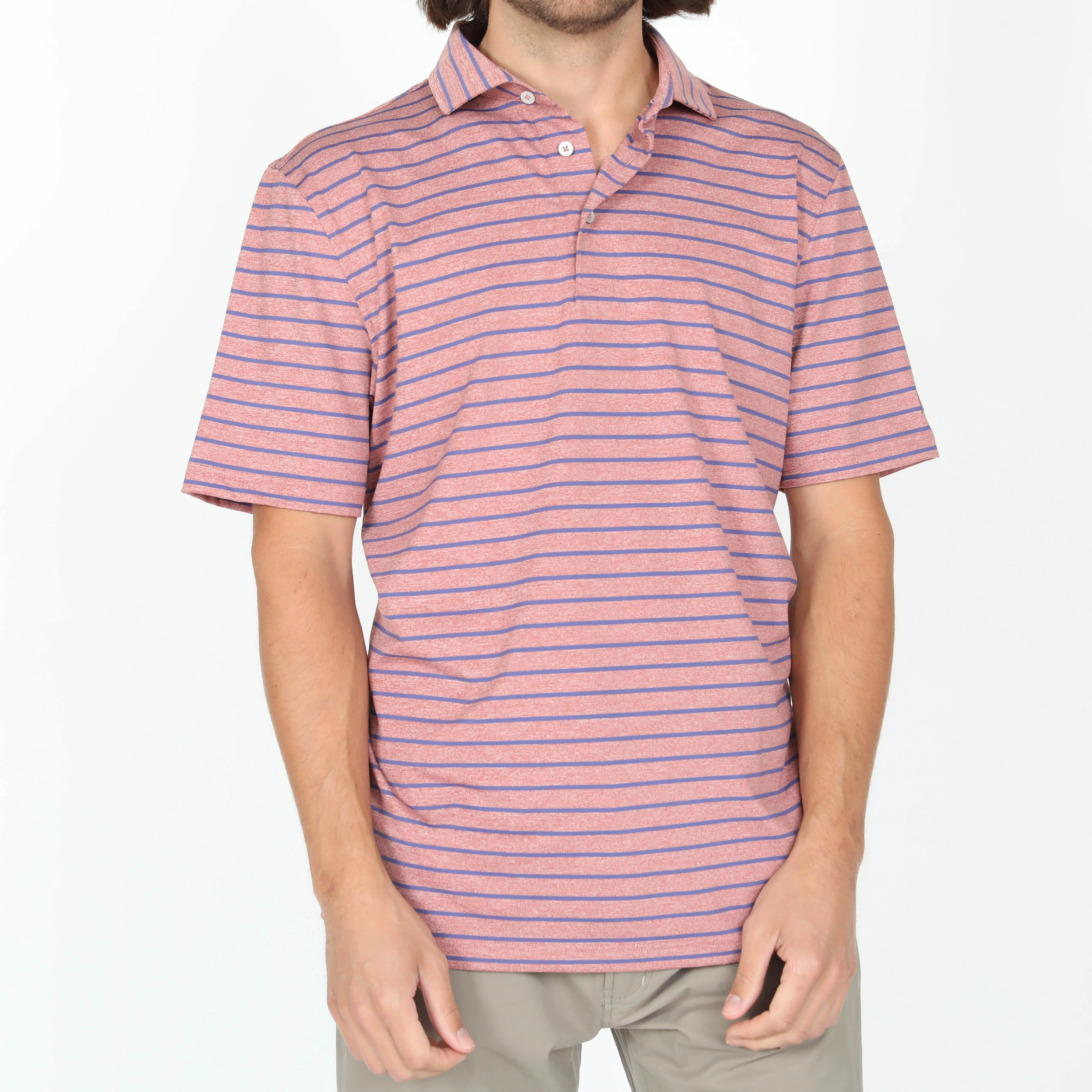 Performance Polo- Red Navy Stripe Final Sale