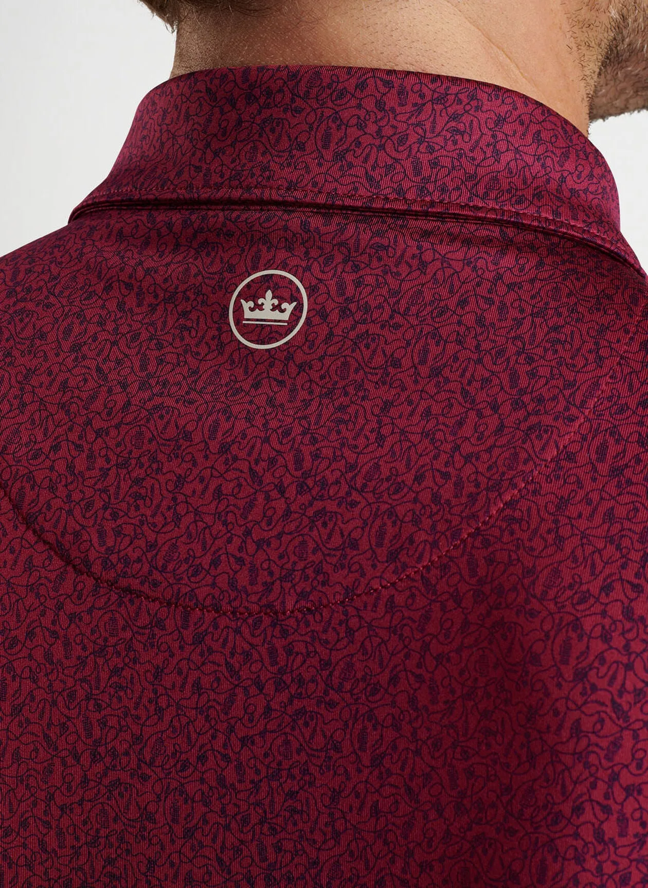Peter Millar Mens Classic Fit Beer Garden Performance Jersey Polo - POMEGRANATE