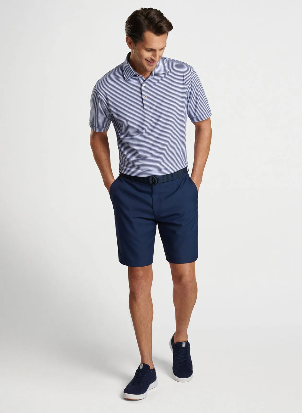 Peter Millar Mens Classic Fit Cedar Performance Jersey Polo - SPORT NAVY