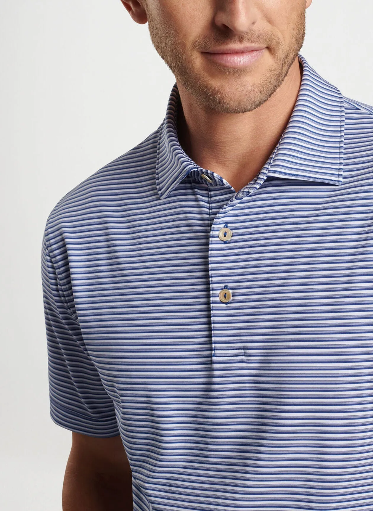 Peter Millar Mens Classic Fit Cedar Performance Jersey Polo - SPORT NAVY