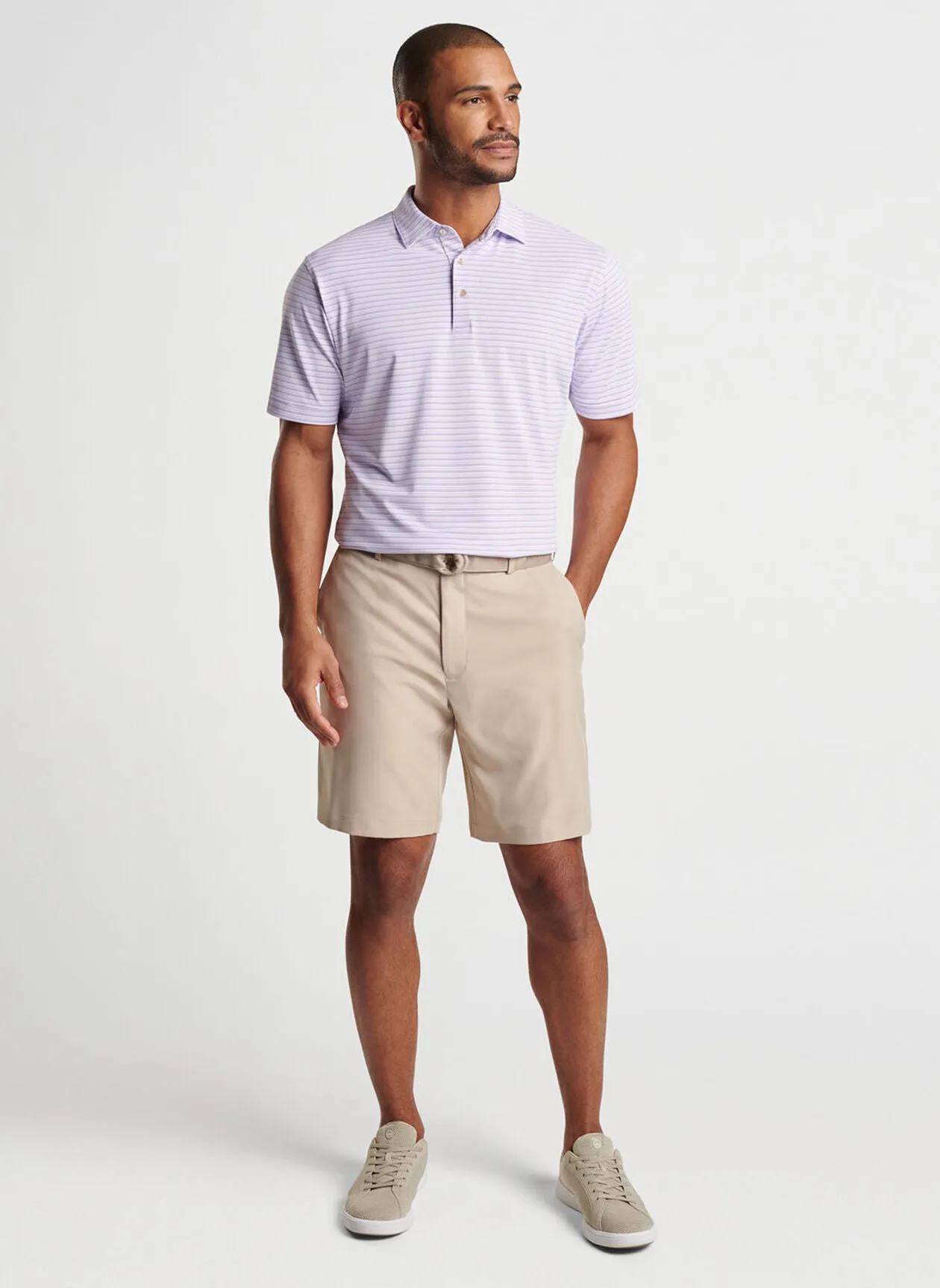Peter Millar Mens Classic Fit Dellroy Performance Mesh Polo - PETAL PURPLE