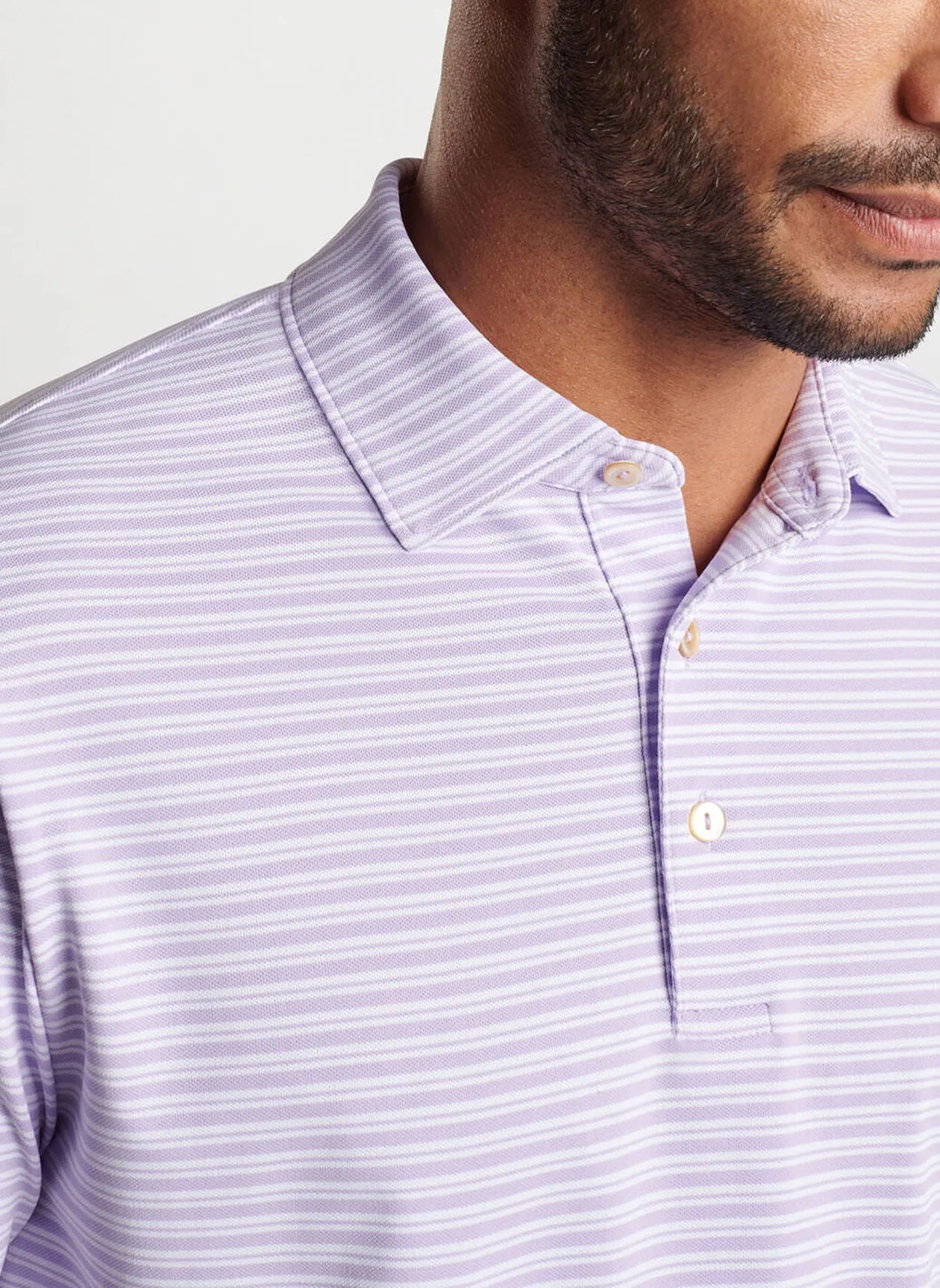 Peter Millar Mens Classic Fit Dellroy Performance Mesh Polo - PETAL PURPLE