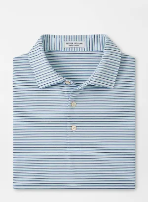 Peter Millar Mens Classic Fit Fairmont Performance Jersey Polo - WHITE/COTTAGE BLUE