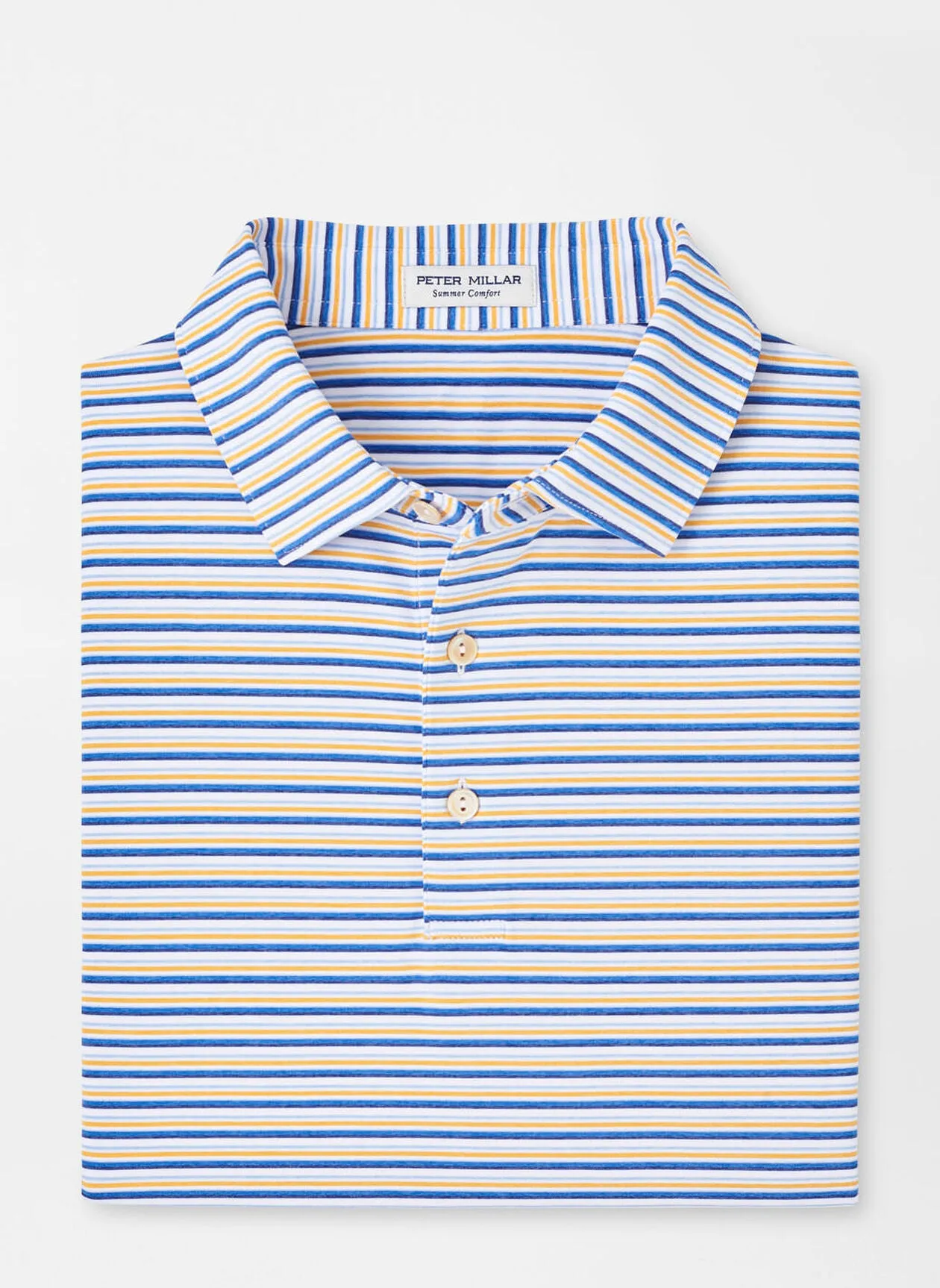 Peter Millar Mens Classic Fit Fairmont Performance Jersey Polo - WHITE/MAKO BLUE