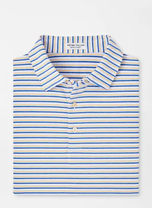 Peter Millar Mens Classic Fit Fairmont Performance Jersey Polo - WHITE/MAKO BLUE