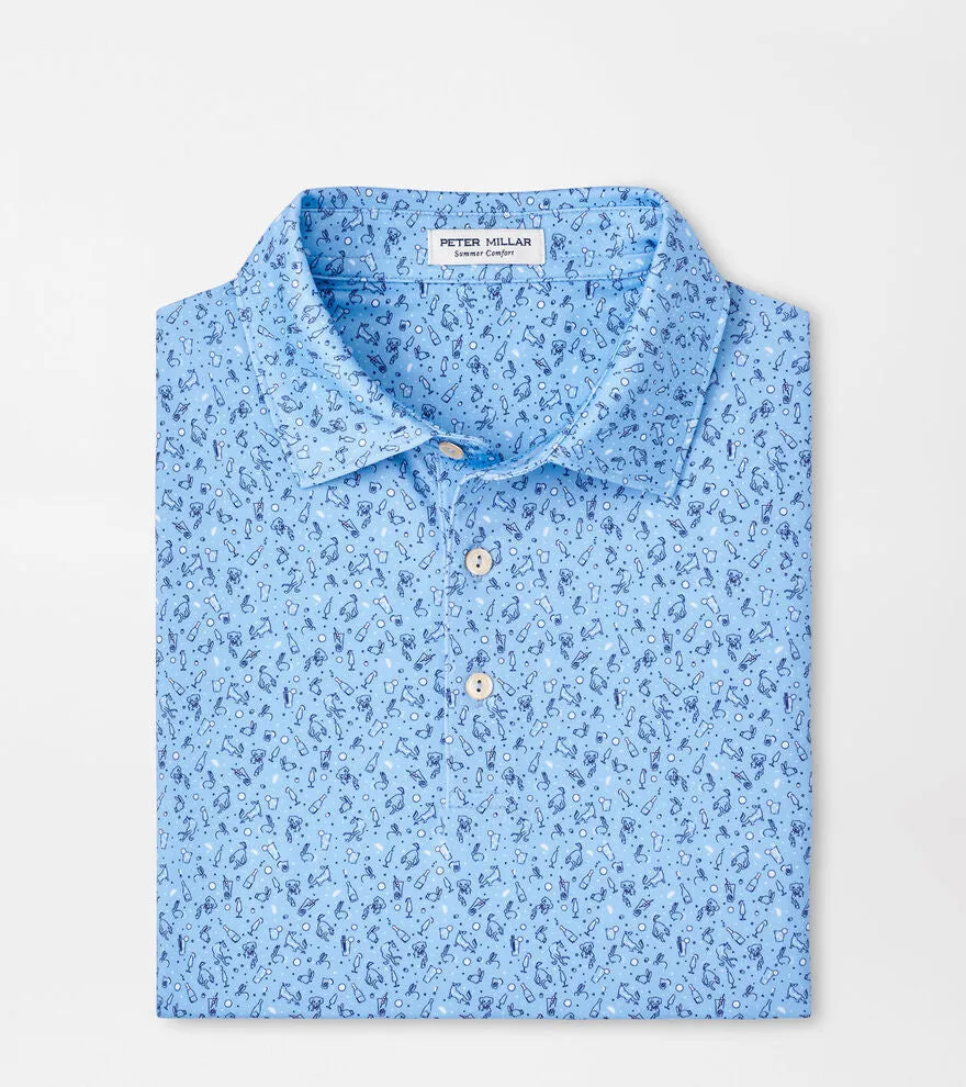 Peter Millar Mens Classic Fit Hair Of The Dog Performance Jersey Polo - COTTAGE BLUE