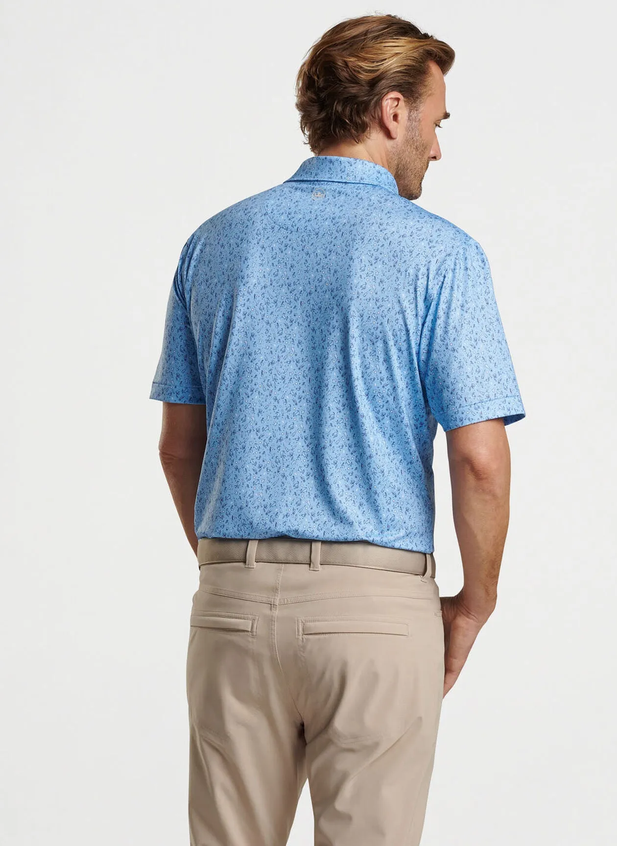 Peter Millar Mens Classic Fit Hair Of The Dog Performance Jersey Polo - COTTAGE BLUE