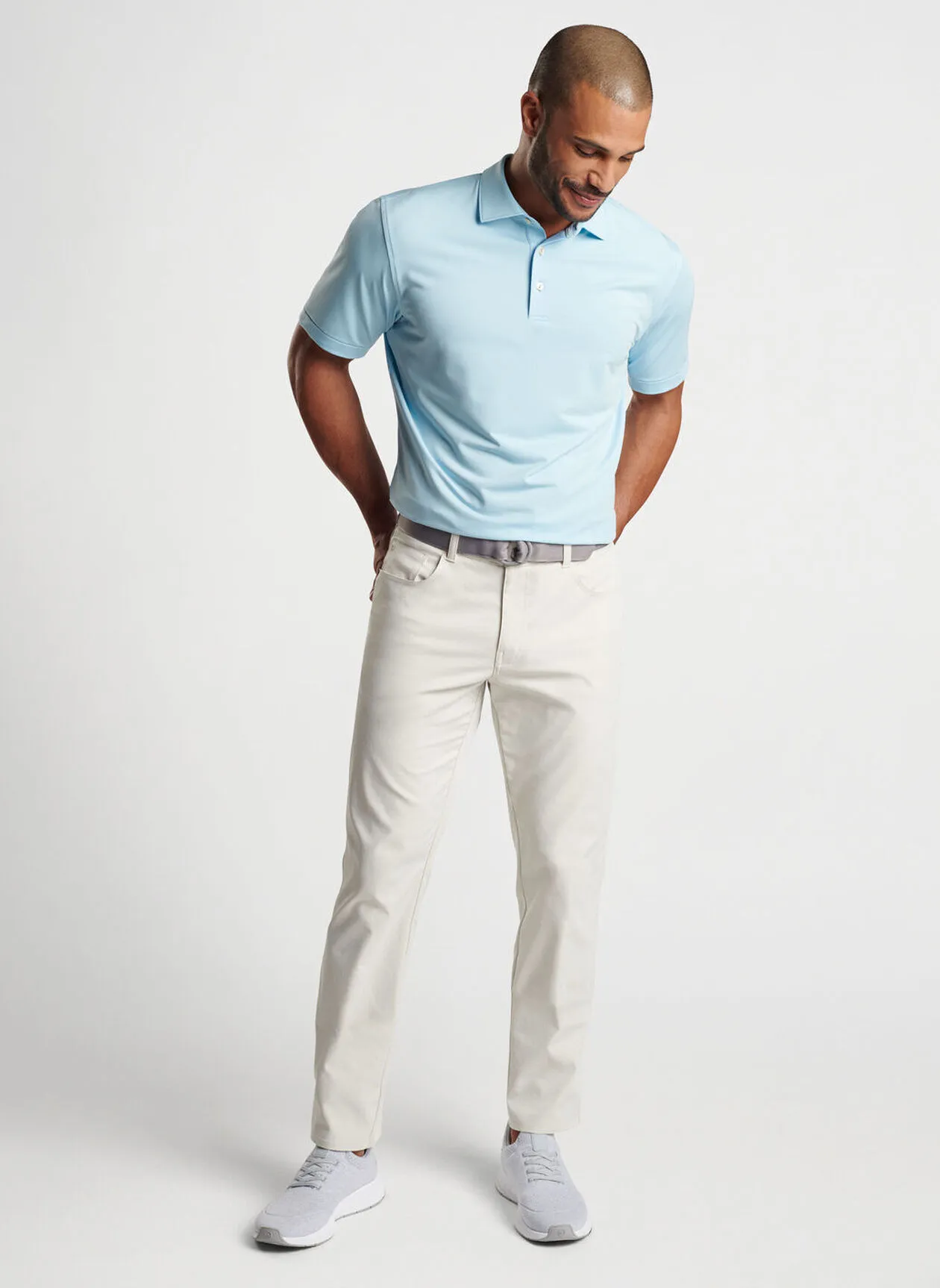 Peter Millar Mens Classic Fit Jubilee Performance Jersey Polo - COTTAGE BLUE