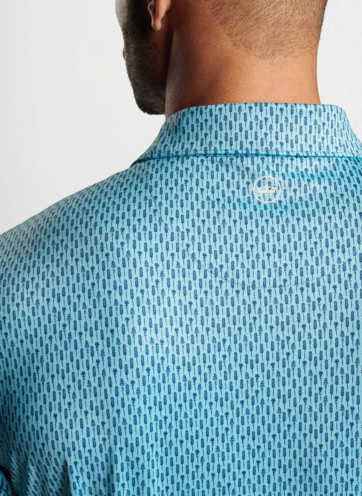 Peter Millar Mens Classic Fit Lavender Fields Performance Jersey Polo - CYAN