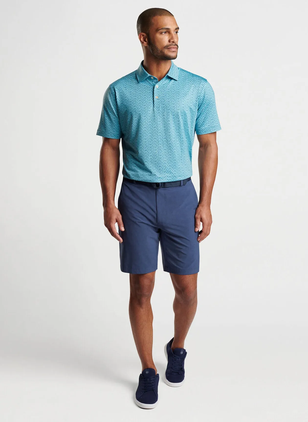 Peter Millar Mens Classic Fit Lavender Fields Performance Jersey Polo - CYAN