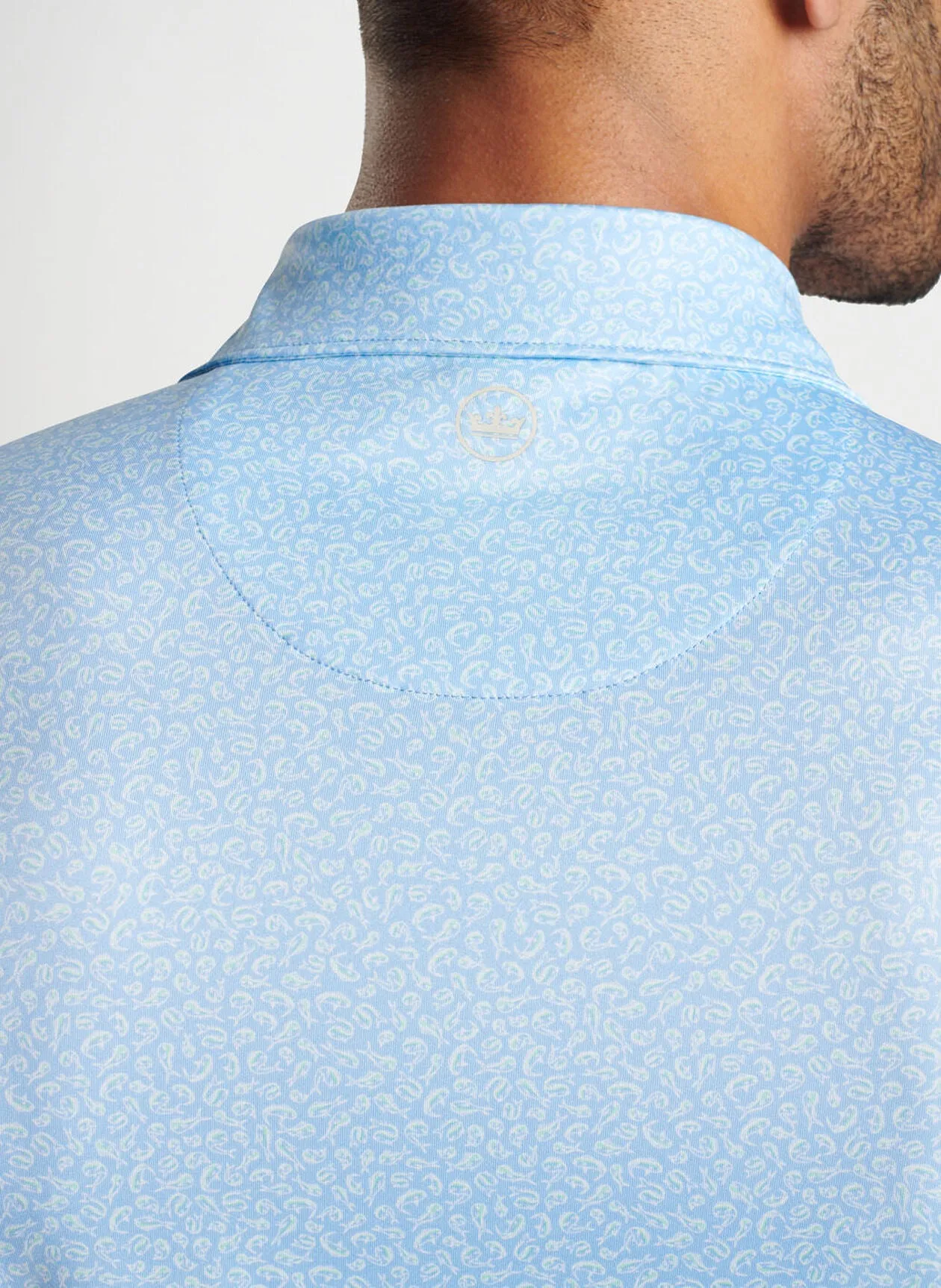 Peter Millar Mens Classic Fit Mahi Mahi Performance Jersey Polo - COTTAGE BLUE