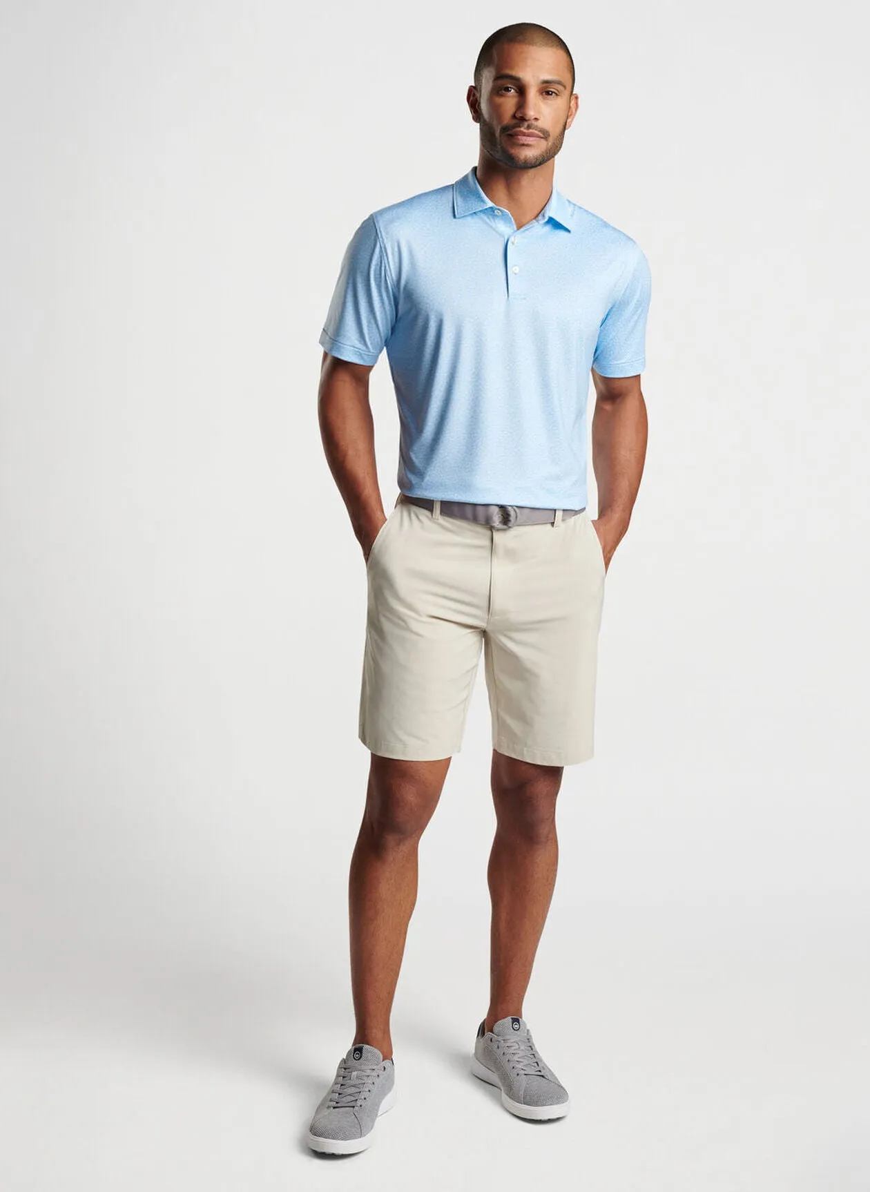 Peter Millar Mens Classic Fit Mahi Mahi Performance Jersey Polo - COTTAGE BLUE