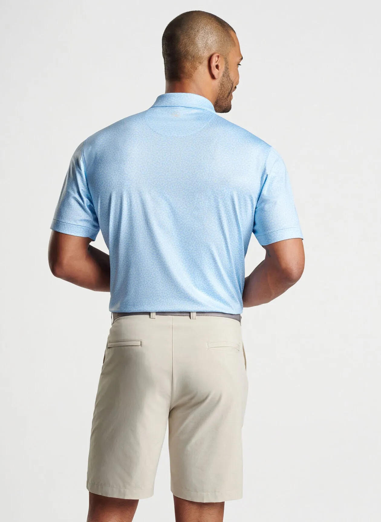 Peter Millar Mens Classic Fit Mahi Mahi Performance Jersey Polo - COTTAGE BLUE