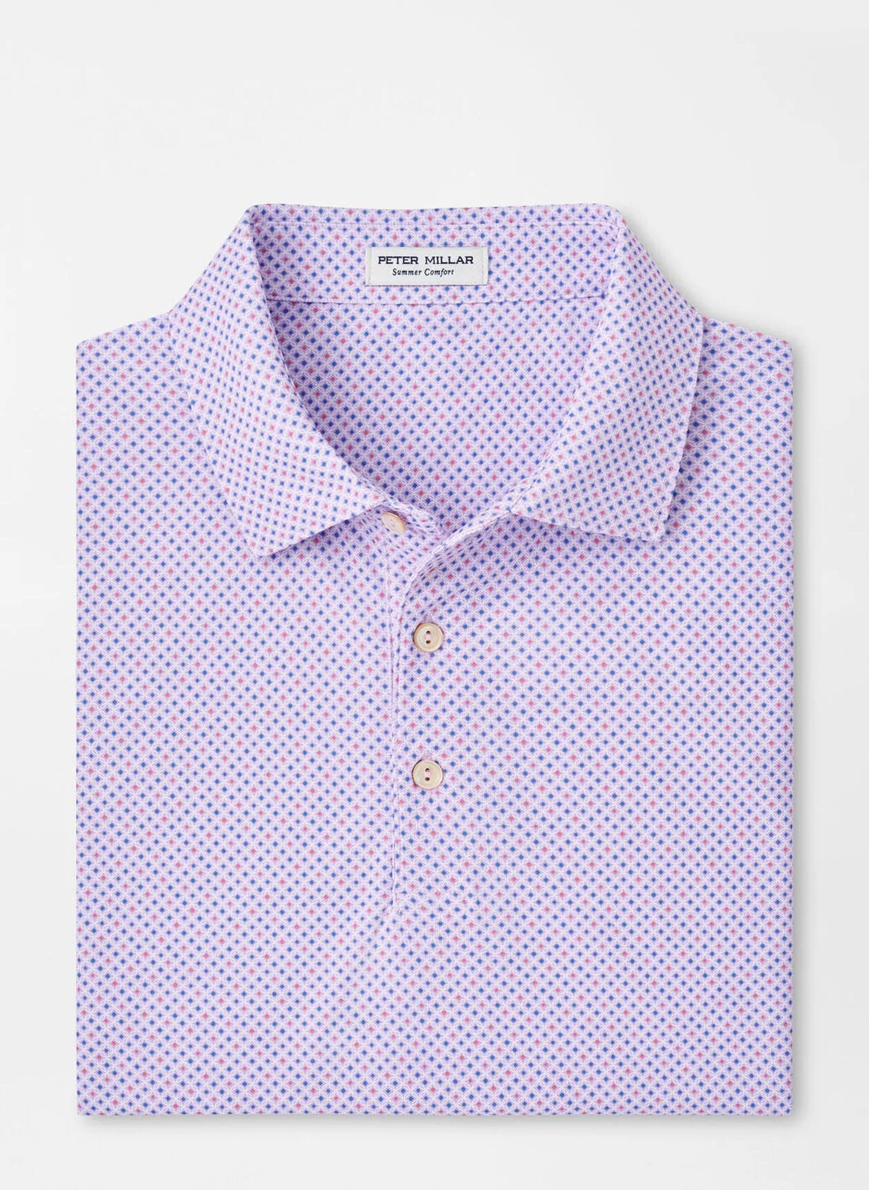 Peter Millar Mens Classic Fit Orbital Geo Performance Mesh Polo - PETAL PURPLE