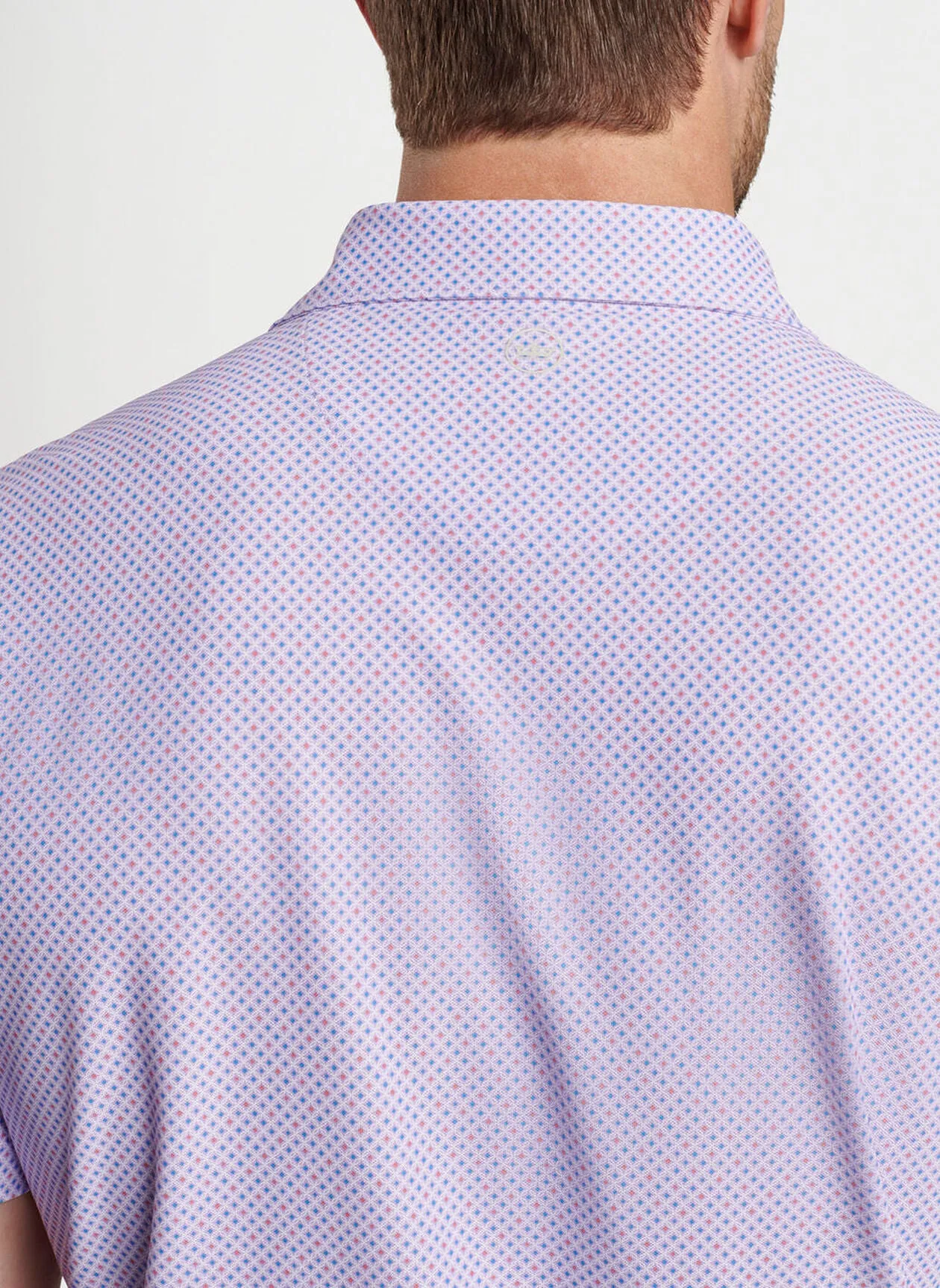 Peter Millar Mens Classic Fit Orbital Geo Performance Mesh Polo - PETAL PURPLE