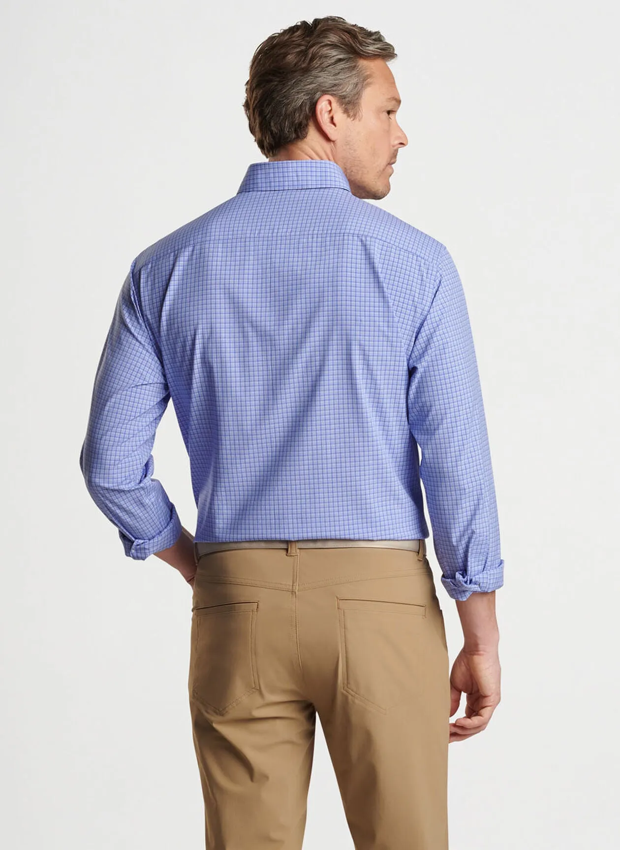 Peter Millar Mens Tailored Fit Cheviot Performance Poplin Sport Shirt - ELIXIR